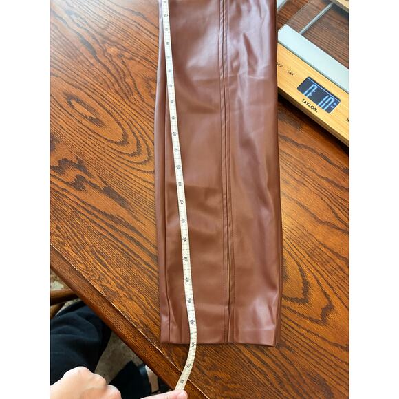 Jason Wu Women's Brown Camel Faux Leather Pants with Front Slit NWT Size Medium - Picture 5 of 6